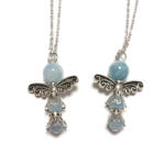  Kék Kvarc Ásvány Angyal Medál Ezüst Színű Láncon Nyaklánc Medál: 28x22mm Lánc: 46cm