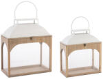 Bizzotto Set 2 felinare lemn natur metal alb Osmo 40x20x50h; 50x25x61h (0141496)