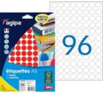 agipa A5 kerek címkék 15 mm-es piros