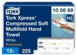 Tork Papírtörlő, tömörített, Interfold, 2 rétegű, 225 lap, H2 rendszer, Premium, TORK "Xpress Soft Multifold", fehér, 12 csomag