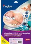 agipa Univerzális címkék CD/DVD lemezekhez, 117, 5 - 17 mm átmérőjű, Agipa, 20 lapos