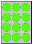 APLI Címkék, kerek, átmérő: 60 mm, színes, APLI, neonzöld, 240 címke/csomag, 20 ív