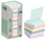 Post-it Öntapadós Z-Notes Post-it újrahasznosított, TERMÉSZET, 76x76 mm, szivárvány, 16x100 lap