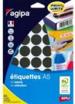 agipa A5 kerek címkék 24 mm, fekete