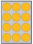 APLI A4 kerek színes címkék, 60 mm átmérőjű, 20 lapos, fluo narancssárga