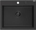 Mexen Elix, 1 rekeszes gránit mosogató 600 x 500 mm, fekete/ezüstmetál, fekete szifon - 6525601005-73-B (6525601005-73-B)