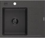 Mexen Ben, 1 kamrás gránit mosogató 600x500x190 mm, bal + fekete szifon, fekete foltos, 6522605000-76-B (6522605000-76-B)