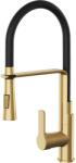 Gamma Vegas, álló, magas konyhai csaptelep flexibilis karral és sugárral, matt fekete-arany, GMA-BVSK-BGD (GMA-BVSK-BGD)