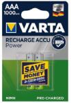 VARTA Akkumulátor mikro VARTA Power AAA előtöltött 2x1000 mAh (5703301402) - fotoland