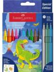 Faber-Castell Dinoszaurusz 10+3 db filctoll készlet, glitteres matricával (FABER-CASTELL_FC554214) (FABER-CASTELL_FC554214)