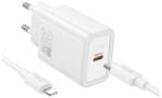 hoco. n60 hálózati töltő type-c aljzat (20w, pd gyorstöltő 3.0 + lightning kábel) fehér (N60 W) - rufusz