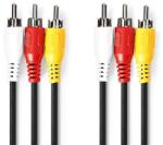 Nedis CVGL24300BK20 kompozit videó kábel 2 M 3 x RCA Fekete (CVGL24300BK20)