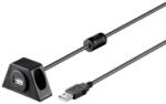 PremiumCord kábel USB 2.0 A - A, M/F, Asztalra szerelhető, 2m, Fekete (KU2DOCK2) (KU2DOCK2)