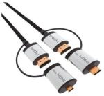 Platinet Kábel HDMI - HDMI v1.4, 1, 5m miniHDMI és microHDMI adapterrel, fekete (OCHBA1G) (OCHBA1G)