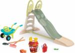Smoby Set tobogan cu dublu val și roabă Toboggan XL Life Smoby lungimea suprafeței de alunecare 230 cm cu apă și set găleată Mașini (SM820304-3-A)