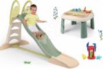 Smoby Set tobogan cu dublu val și măsuță pentru apă și nisip Toboggan XL Life Smoby lungimea suprafeței de alunecare 230 cm cu moară și forme (SM820304-11)