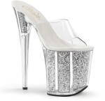 Pleaser ezüst csillámos platform papucs. 36-os - sex-shop