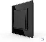 LIVOLO Intrerupator Simplu Mecanic Cap Cruce 2 Module LIVOLO cu Rama din Sticla Negru (VL-FCMM10A-2BP)