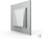 LIVOLO Intrerupator Simplu Mecanic Cap Cruce 2 Module LIVOLO cu Rama din Sticla Gri (VL-FCMM10A-2IP)