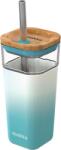 Quokka Чаша халба Quokka Liquid Cube Teal Gradient стъклена със сламка 540 мл (40054)
