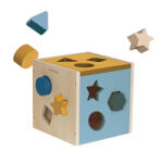 Petite&Mars Fa Formaválogató Játék Gravity Wood of Mars 12 hónapos kortól - Fejlesztő és Természetes Anyagú Baba Játék Cosmic Blue Színben
