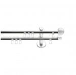 SN Deco Group Galerie cu profil aluminiu Dop Rotund, Ø 19mm, dublă albă cu consolă plată, 200 cm Suport draperie