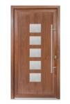 Bastion Usa intrare PVC MIA, 5 camere izolare, 980x2000 mm, deschidere dreapta privit din interior, maner spatial la exterior, nuc