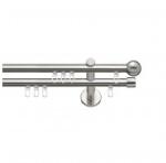 SN Deco Group Galerie cu profil aluminiu Dop Rotund, Ø 19mm, dublă nichel cu consolă plată, 200 cm Suport draperie