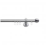SN Deco Group Galerie cu profil aluminiu Dop Rotund, Ø 19mm, simplă nichel-satinat cu consolă plată, 120 cm Suport draperie