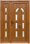 Bastion Usa intrare PVC Magnolia dubla, 1400x2050, deschidere stanga privit din interior, culoare stejar auriu pe ambele fete