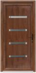 Bastion Usa intrare PVC Moss, 5 camere izolare, 980x2000 mm, deschidere dreapta privit din interior, alb interior / nuc exterior