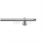 SN Deco Group Galerie cu profil aluminiu Dop, Ø 16mm, simplă nichel-satinat cu consolă plată, 120 cm Suport draperie