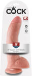 King Cock 9 - dildo mare cu ventuză și testicule (23 cm, culoare naturală) (05420080000) Dildo