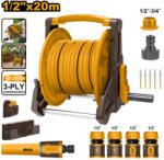 INGCO Tömlőtartó kocsi szett (1 x 20 m tömlő + 9 részes locsolástechnikai készlet) (HHR20124)