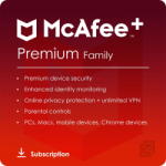 McAfee McAfee+ Premium Family Dispozitive nelimitate / 1 an (MPP31MNRURDACD)