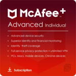 McAfee McAfee+ Advanced Individual Dispozitive nelimitate / 1 an (MPA31MNRURDDD)