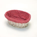  Fonott vesszőtál - fehér, piros béléssel 27*20*9cm 4087W