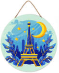 Figured Art Set pictura pe numere rotunda, pe lemn, Turnul Eiffel, O30cm (RFA059)