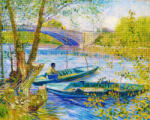 Figured Art Set goblen cu diamante, cu sasiu, Primavara la pescuit - van Gogh, 40x50 cm (DP-FA10119-Y)