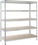 Hobbytools. ro Raft metalic depozitare cu 5 polite din lemn, 1300x450x1800 mm max. 150 kg/polita, montaj rapid cu cleme (HOBH10256793) Raft