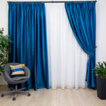  Set 2 draperii Hiko Comfy catifea albastru turcoaz, cu rejansa (100001376)