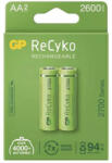 GP Batteries Újratölthető akkumulátor, AA (HR6), 1.2V, 2600 mAh, GP, papírdoboz, 2 db, ReCyko