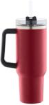Quasar & Co Termosz bögre fogantyúval és szívószállal, Quasar & Co. ®, To Go fedéllel, forró/hideg italokhoz, rozsdamentes acél, 1, 2 l, piros (42041065)