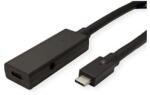 Roline Kábel USB 3.2 Gen 2, hosszabbító, USB-C - USB-C, M/F, 5m, fekete (12.04. 1105-5) (12.04.1105-5)