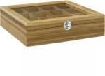 Bredemeijer Bambusz teásdoboz 12 rekesszel és átlátszó fedéllel, magasság: 78 mm, hossz: 285 mm