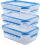 emsa CLIP & CLOSE food storage containers 0.55 liters (transparent/blue, rectangular, 3 pieces) (508570) - vexio