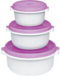 emsa MICRO FAMILY microwave pot, starter set 3-piece, tin (white/violet, 3 pots, 3 lids) (508455) - vexio