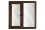 Bastion Fereastra PVC cu geam termopan, profil VEKA 76MD - 6 camere izolare, wenge exterior/alb interior, 1200x1200 mm, stanga, oscilobatant