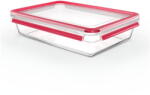 emsa CLIP & CLOSE glass food storage container 3.0 liters (transparent/red, rectangular) (N1041200)