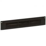 Legrand vízszintes fésűs rendező panel - 2U, 19", átmenő kivágással, gyorspánttal rögzítés, műanyag, LCS2 (046529)
